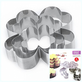 Формы для выпечки стальные Набор 3 шт | Клевер (100, 150, 200 мм, высота 45 мм) Формы для выпечки стальные Набор 3 шт | Клевер (100, 150, 200 мм, высота 45 мм)