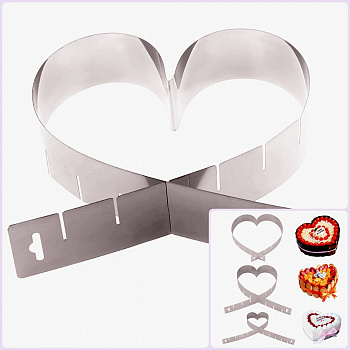 Форма для выпечки разъёмная Сердце нержав. сталь 12-26 см, h 5 см Форма для выпечки разъёмная Сердце нержав. сталь 12-26 см, h 5 см