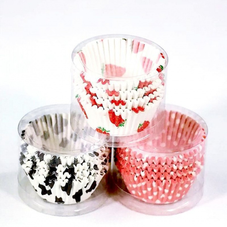 Бумажная капсула для выпечки или упаковки, Ø низ 5 см, высота 3 см, 100 шт Стандарт Печать Микс