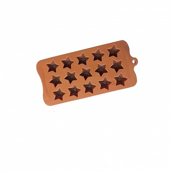 Силиконовая мини-форма для шоколада-желе-мармелада 15 фигур Звёзды 210*105*15 мм Силиконовая мини-форма для шоколада-желе-мармелада 15 фигур Звёзды 210*105*15 мм