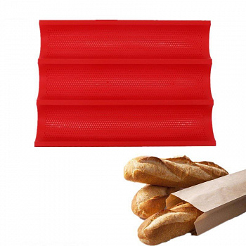 Форма силиконовая перфорир. 3х секционная Багет | 360*250 мм Форма силиконовая перфорир. 3х секционная Багет | 360*250 мм