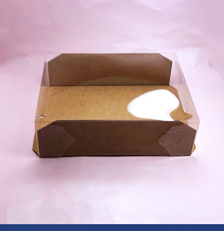 Кондитерская упаковка 21•16•6 см Крафт (прозрачная крышка+дно) | ПМ