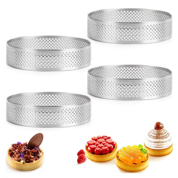 Формы для выпечки нерж.сталь перфорир. | набор 6 шт мини Кольца (высота 2 см, Ø 6-12 см) Формы для выпечки нерж.сталь перфорир. | набор 6 шт мини Кольца (высота 2 см, Ø 6-12 см)