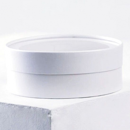 Коробка для выпечки круглая (шайба) 20•8 см Белая (окно, крышка+дно)