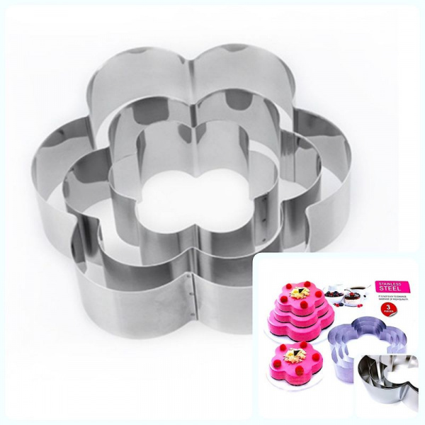 Формы для выпечки стальные Набор 3 шт | Цветы (100, 150, 200 мм, высота 45 мм) Формы для выпечки стальные Набор 3 шт | Цветы (100, 150, 200 мм, высота 45 мм)